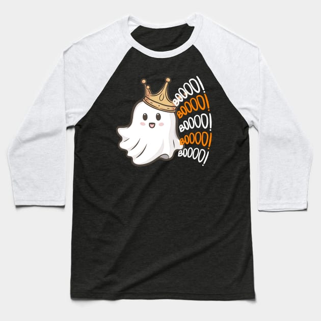 Cute Ghost With Crown Baseball T-Shirt by Via Lactea Design